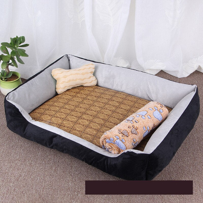 Large Pet Cat Dog Bed 27Colors Warm Cozy Dog House Soft Fleece Nest Dog Baskets House Mat Autumn Winter Waterproof Kennel