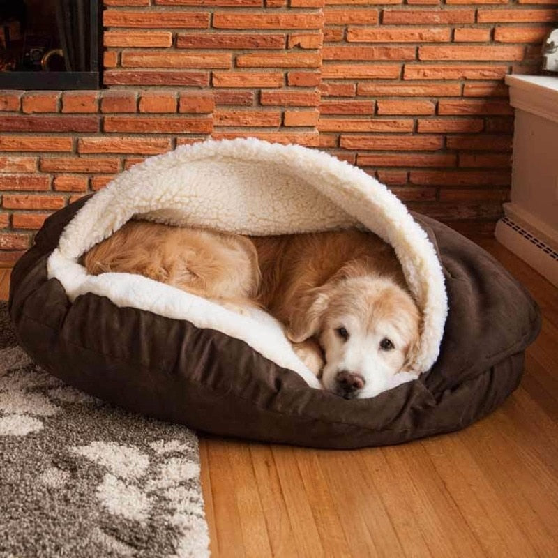 Doghouse Pet Thick Sofa Blanket Soft and Comfortable Round Bread Shape Nest Removable Washable Dog House Bed