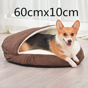 Doghouse Pet Thick Sofa Blanket Soft and Comfortable Round Bread Shape Nest Removable Washable Dog House Bed