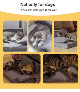 UFBemo Luxury Dog Couch Sofa Cat Bed Memory Foam for Puppy Pets Waterproof Solid for Small Large Dogs Removable Cover Suede