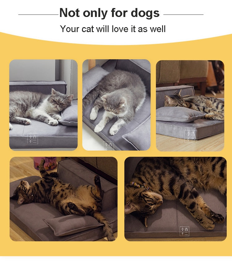 UFBemo Luxury Dog Couch Sofa Cat Bed Memory Foam for Puppy Pets Waterproof Solid for Small Large Dogs Removable Cover Suede