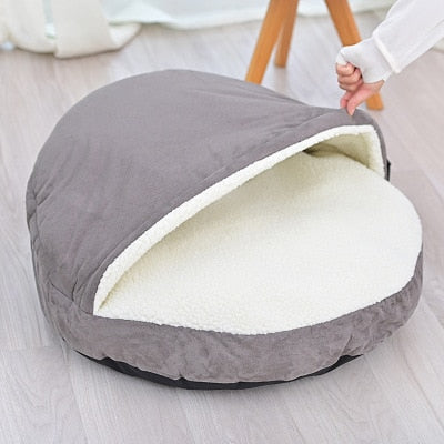 Doghouse Pet Thick Sofa Blanket Soft and Comfortable Round Bread Shape Nest Removable Washable Dog House Bed
