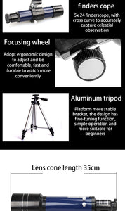 Space Telescope Pro for Beginners Equipped with 150X magnification and 3X Barlow lens [Best seller]