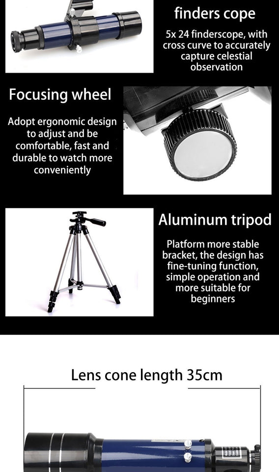 Space Telescope Pro for Beginners Equipped with 150X magnification and 3X Barlow lens [Best seller]