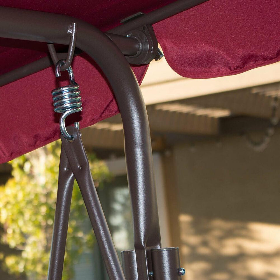 Patio Swing Canopy Awning Hammock -3 Persons, Burgundy