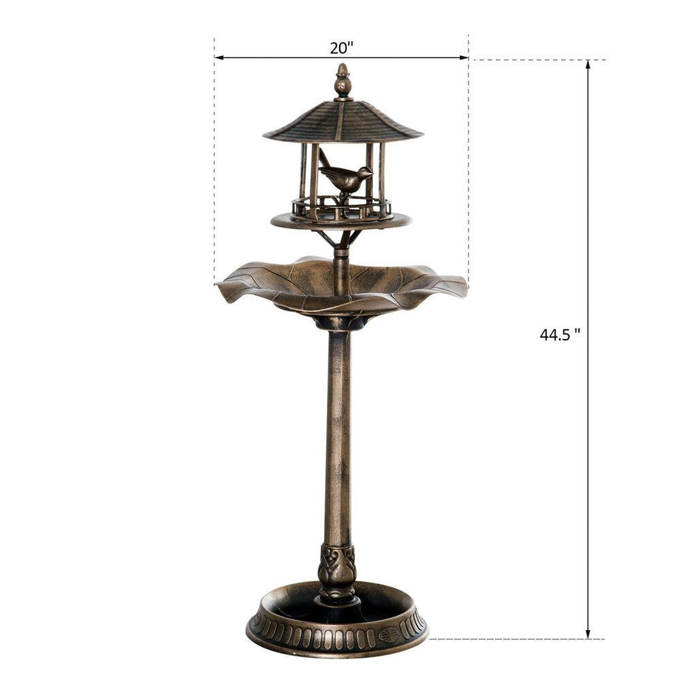 3-in-1 Outdoor Pedestal Bird Bath Garden Décor Feeder Planter Resin Freestanding