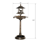 3-in-1 Outdoor Pedestal Bird Bath Garden Décor Feeder Planter Resin Freestanding