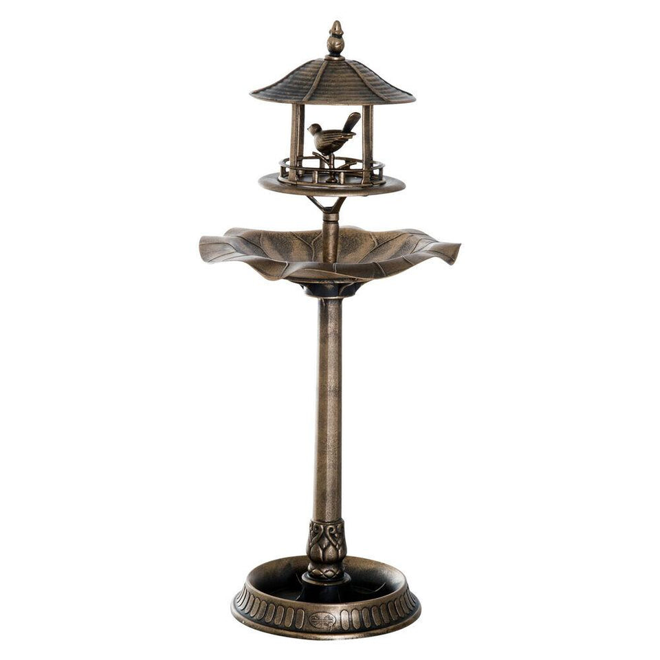 3-in-1 Outdoor Pedestal Bird Bath Garden Décor Feeder Planter Resin Freestanding
