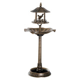3-in-1 Outdoor Pedestal Bird Bath Garden Décor Feeder Planter Resin Freestanding