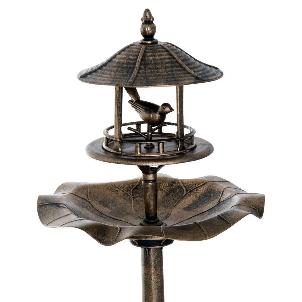 3-in-1 Outdoor Pedestal Bird Bath Garden Décor Feeder Planter Resin Freestanding