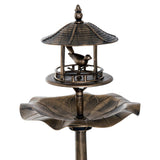 3-in-1 Outdoor Pedestal Bird Bath Garden Décor Feeder Planter Resin Freestanding