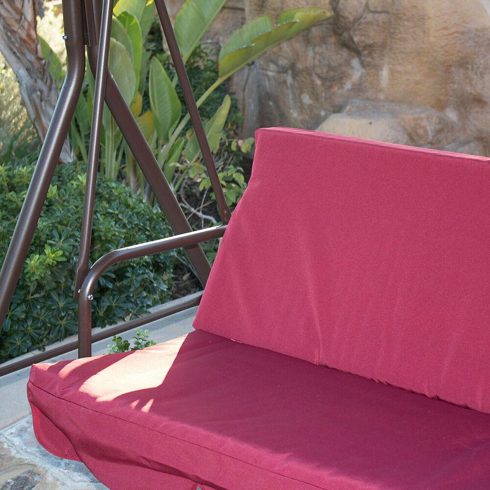 Patio Swing Canopy Awning Hammock -3 Persons, Burgundy